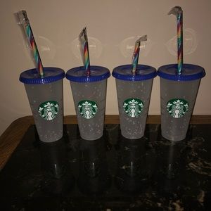 4 Starbucks Color Changing Confetti Cups